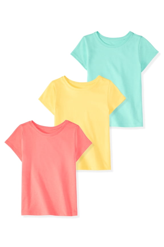 Baby & Toddler Girl Cotton Short-Sleeve Solid T-Shirts, 3-Pack, 0M–6T
