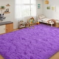 thumbnail image 5 of Janvonne 8x10 Purple Fluffy Shag Area Rug, Ultra Soft Plush Fuzzy Shaggy Carpet for Living Room Bedroom, Non-Slip Floor Rug for Kids Girls Room Nursery, Cozy Indoor Home Decor, 5 of 8