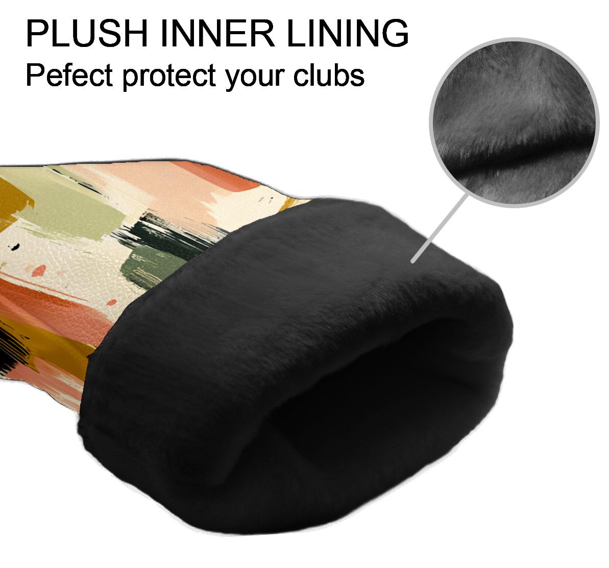 Golf Club Covers, Colorful Brush Strokes Premium PU Leather Driver Hybrid Putter Head Covers with Velvet Lining, Waterproof Golf Gifts for Men Women