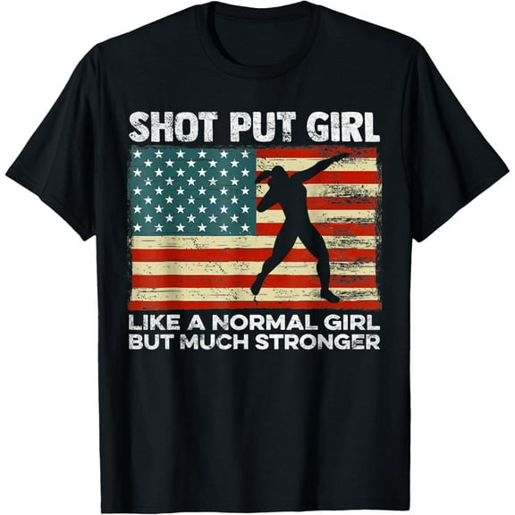 Shot Put Throw USA Flag Womens Athlete Shot Put Throwing T-ShirtMen and women can wear, black T-shirts, gifts. Age: M,L，XL 2XL, 3XL, 486XL