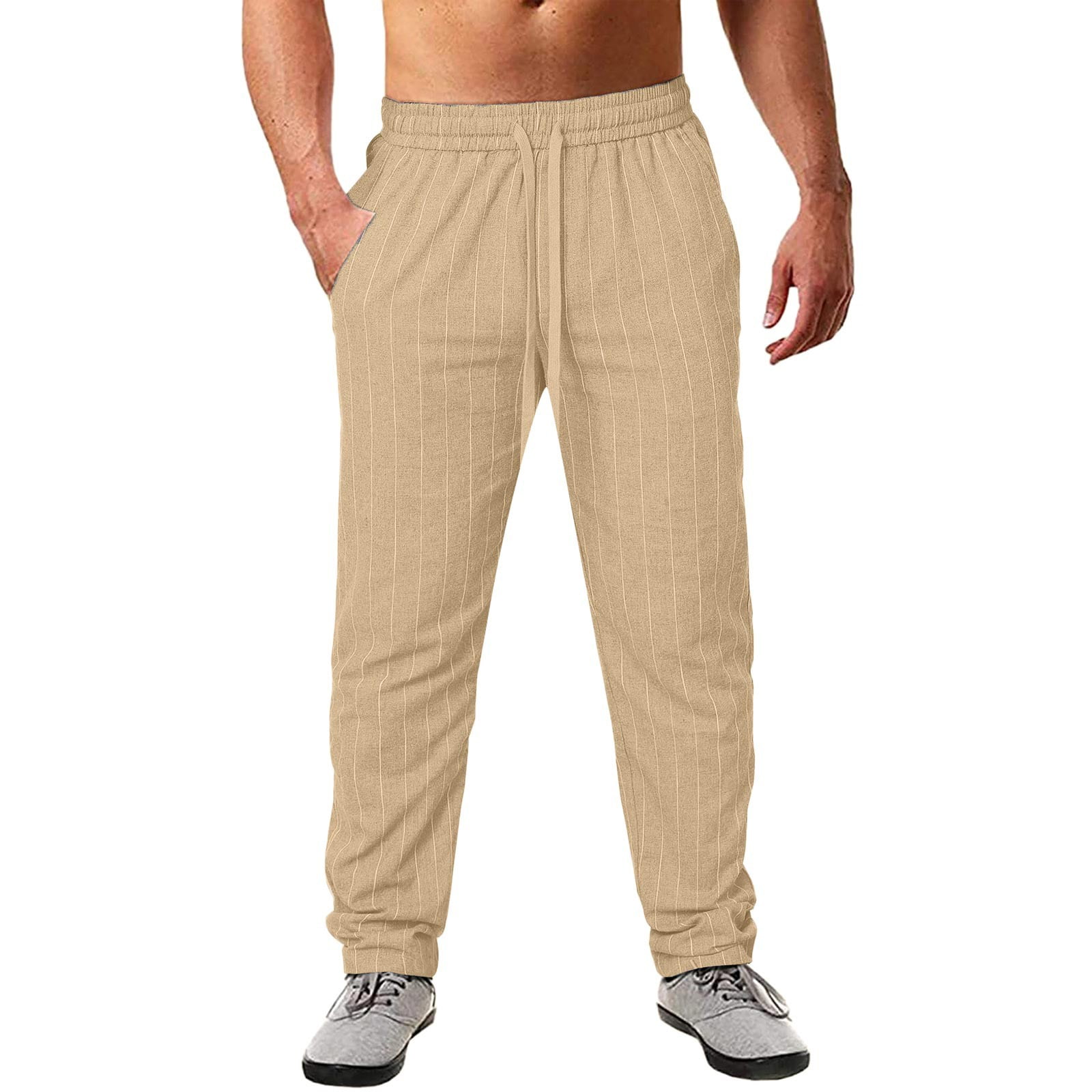 PMUYBHF Male Men's Cargo Pants Relaxed Fit 36 X 36 Men's Spring and Summer  Pinstripe Cotton and Casual Sports Pants Sweatpants for Men Tall