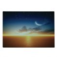 thumbnail image 2 of Ocean Cutting Board, Sunset Sky with Moon and Stars Horizon Scenery Fantasy View Art Print, Decorative Tempered Glass Cutting and Serving Board, Large Size, Navy Yellow Orange, by Ambesonne, 2 of 5