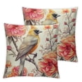 thumbnail image 2 of COMIO Throw Pillow Covers,Pillowcases,Pillow Cases,Floral Vintage Parrot Blossom, 2-Pc White, 2 of 6