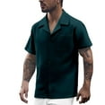 thumbnail image 2 of Mens Button Down Shirt Casual Regular Fit Basic Shirts Loose Comfortable Beach Summer Clothing Dark Green Size XXXL, 2 of 4