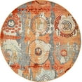 thumbnail image 2 of Unique Loom Estrella Collection Tapis Rond Moderne Abstrait, 8 Pieds, Orange/Beige, 2 of 5