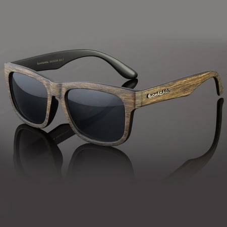Classic Retro Womens Men Eyewear Sunglasses Faux Wood Reflective Color Lens