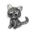thumbnail image 1 of Shisuyan Broche en Cristal Chat avec Strass Accessoire Robe Foulard pour Femmes Filles (Noir), 1 of 6