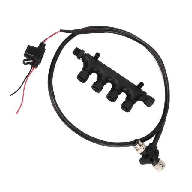 para cable NMEA2000 con conector T de 4 puertos Fusible 3A Rosca M12 de 5 pines 1 m de largo IP67 a prueba de agua para redes Lowrance