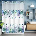 thumbnail image 6 of Colorful Leaf No Hooks Shower Curtain with Snap-in Liner Pastoral Plant Green Leaf Watercolor Shower Curtains for Bathroom, Waterproof, Easy Install, Washable 72"x96", 6 of 9