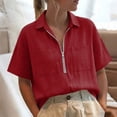 thumbnail image 6 of Enjoytime Women Tops V Neck Collared Half Zip Up Short Sleeve Shirts Summer Casual Work Blouses, 6 of 7