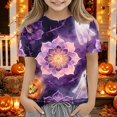 thumbnail image 3 of Grblisyd Girls Boys Halloween Shirt Short Sleeve Tee Shirts Kids Summer Crewneck Tops Soft Lightweight Pumpkin Bat Graphic Print Tshirt, 3 of 5
