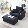thumbnail image 2 of Modern Corduroy Upholstered Sofa Chair Armchair with Storage Ottoman and Cup Holders for Living Room Bedroom Apartment, 2 of 9