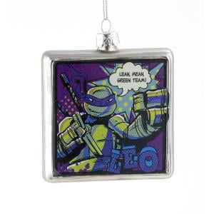 3 Inch Teenage Mutant Ninja Turtle Leonardo Comic Book Square Glass Ornament