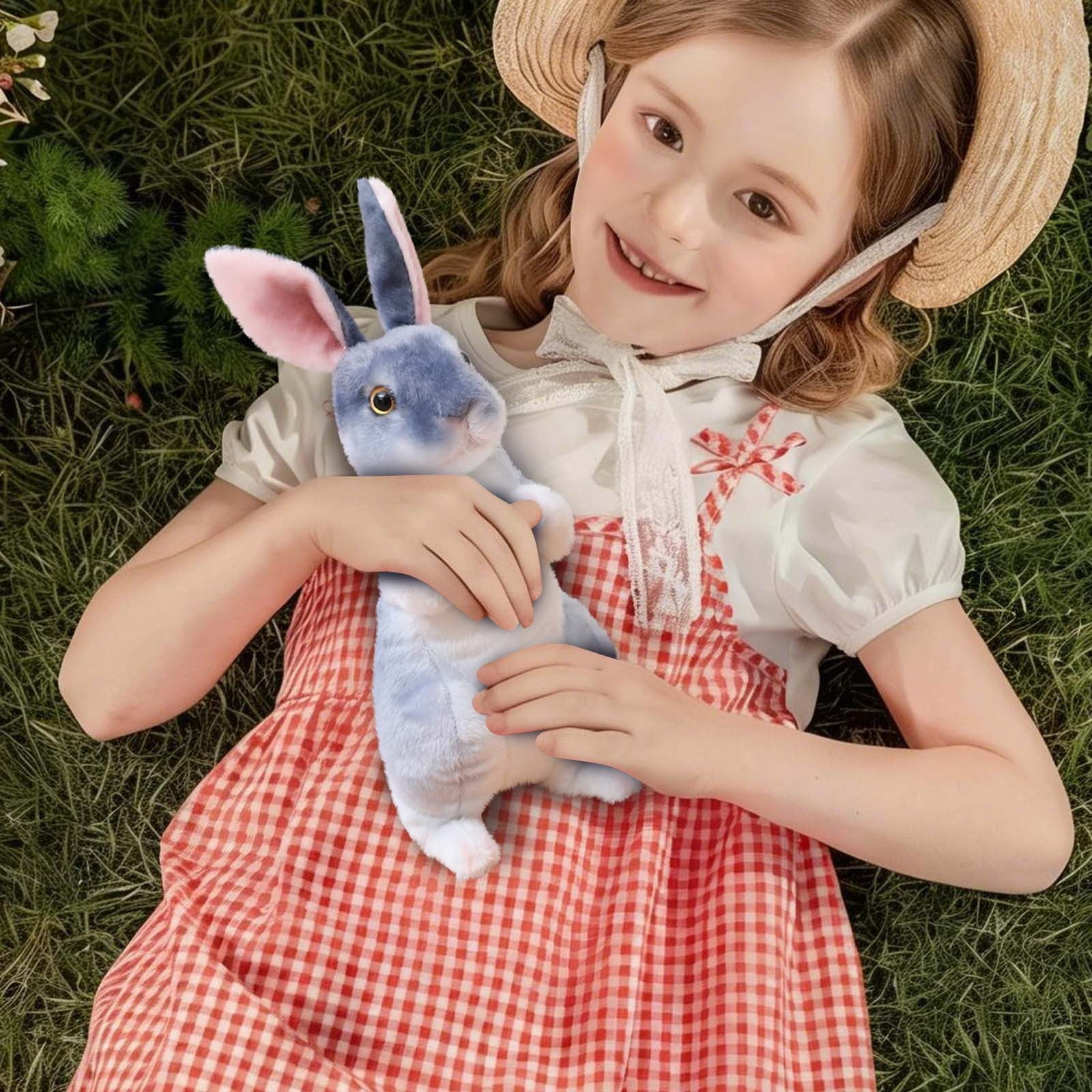 CHELIASD Realistic Stuffed Bunny Plush Toy Lifelike Soft Stuffed Animal with Multiple Colors Cute Easter Bunny Plushie for Kids Toddlers Perfect for Easter Home Tabletop Decor