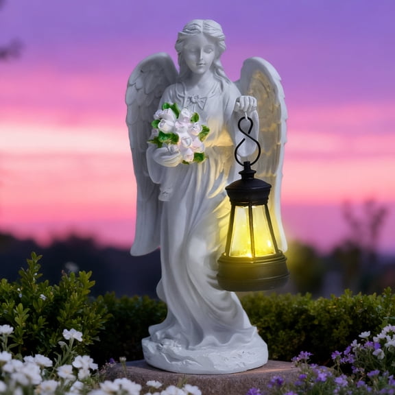 OTDECOR-1PC Solar Angel Outdoor Garden Decor Statues – 8.8 inches Solar Outdoor Sculptures for Outside Yard Art Patio Garden Balcony Front Lawn Ornaments Gifts for Mom Grandma Women