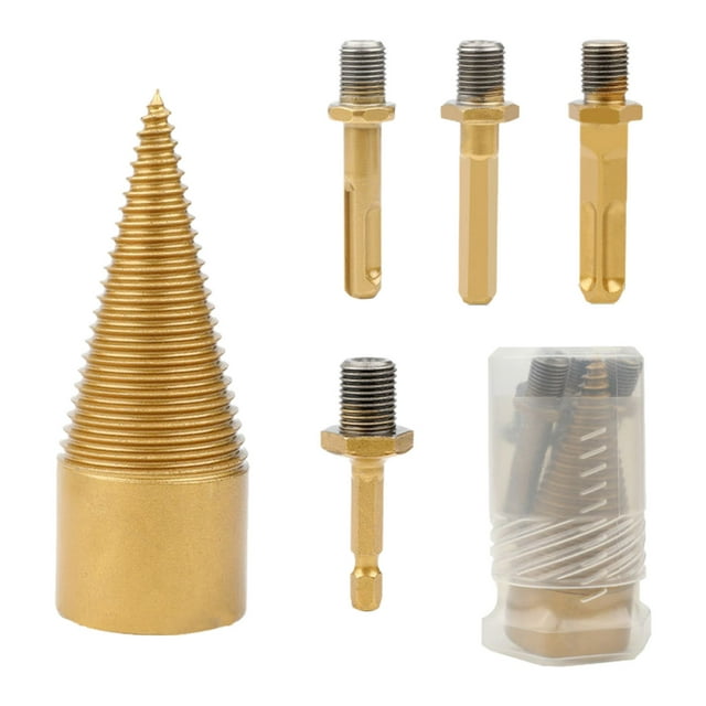 Drill Bit Set for Firewood with Detachable 4-Handle Construction and Splitter Bits 42mm 32mm Wood Splitting Tool for Drill Machine - High-Performance Woodworking Accessory