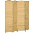 thumbnail image 2 of HOMCOM 4 Panel Room Divider Hand-Woven Freestanding Partition, Nature Wood, 2 of 9