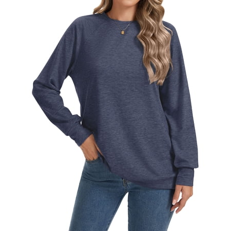 TEMEFON Women's Crewneck Sweatshirts Lightweight Long Sleeve Tunic Tops Cute Pullover Shirts
