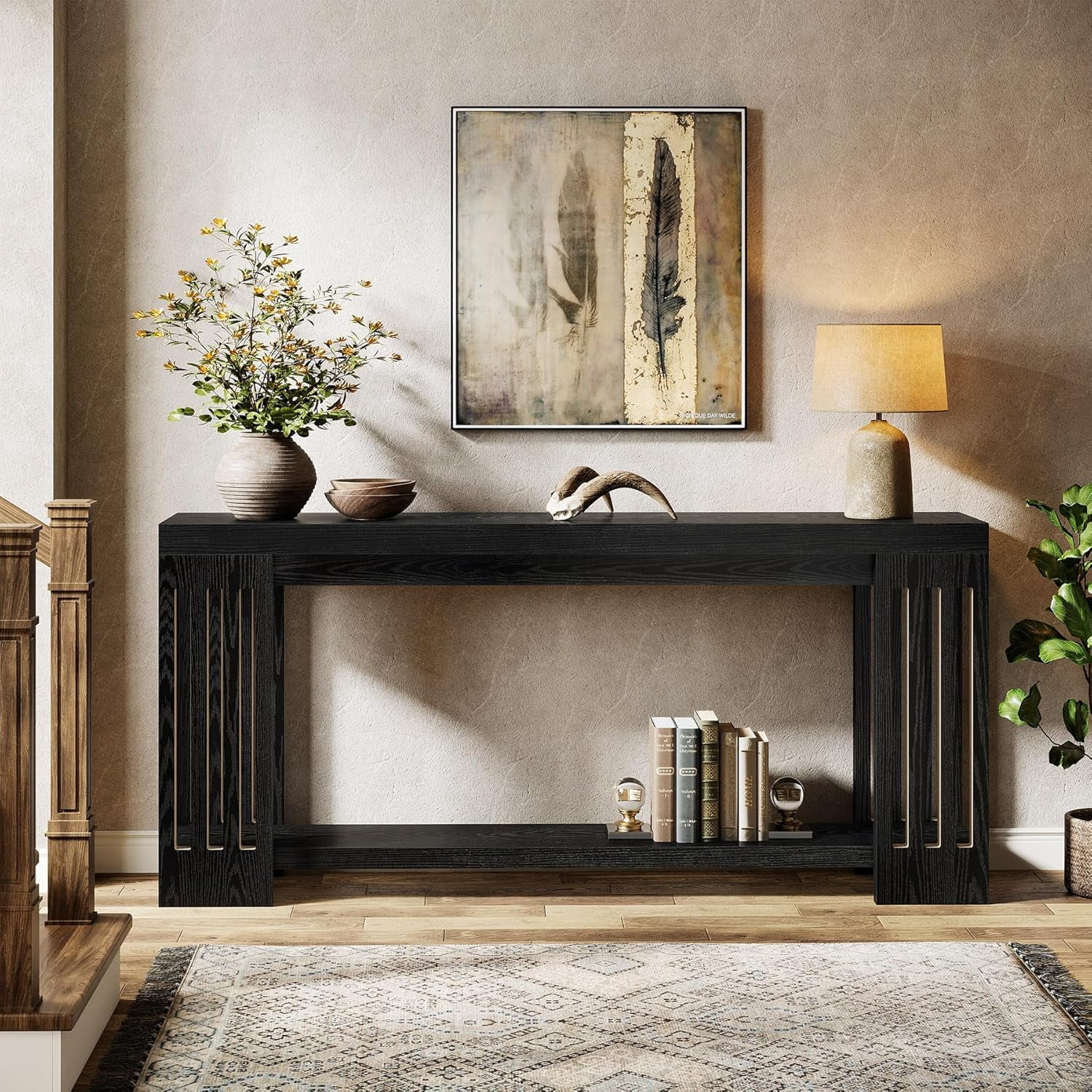 Tribesigns 70.9-Inch Extra Long Entryway Table, Farmhouse Sofa Console Table with Vertical Stripe Legs for Living Room, Hallway