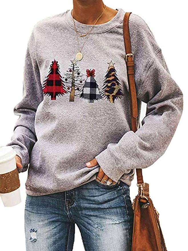 Christmas Sweaters，Kulywon Clearance Sale！Christmas Women Dots Elk Snowflake Print Tops Hooded Sweatshirt Pullover Blouse 