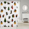 thumbnail image 2 of Manfei Christmas Black Cat Shower Curtain 72Wx72L, Holiday Tree Bathroom Curtain, White Green, 2 of 5