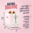 thumbnail image 2 of Nostalgia Retro Wide 2-Slice Toaster, Vintage Design With Crumb Tray, Cord Storage & 5 Toasting Levels, Pink, 2 of 5