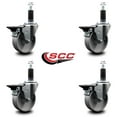 thumbnail image 2 of 4 Inch Semi Steel Swivel 1-1/8 Inch Expanding Stem Caster Set with Brake SCC, 2 of 2