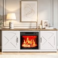 thumbnail image 6 of Ktaxon 55" Farmhouse TV Stand with Fireplace Heater, Mid-Century Wood Entertainment Center with 18" Electric Fireplace Mantel for up to 60" TVs, White & Brown, 6 of 9