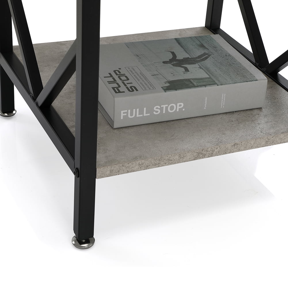 Resenkos Industrial Nightstand Set of 2 with Storage Shelf , Metal Frame Bedside Table for Bedroom Gray Resenkos Industrial Nightstand Set of 2 with Storage Shelf , Metal Frame Bedside Table for Bedroom Gray