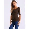 thumbnail image 2 of DARING DIVA Women's Slim Fit Pullover Boat Neck Stretchable T-Shirt M Coffee Brown, 2 of 6