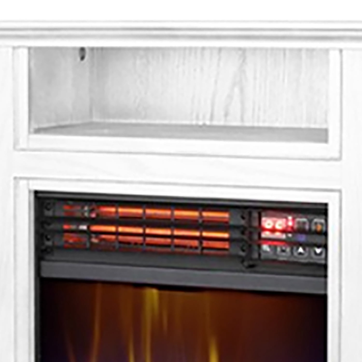 Comfort Glow Mobile Electric Quartz Fireplace Heater with Blower, 1,500 Watts, 5,120 BTUs, Tri-Color Flame Effect, Remote, 6-Ft. Cord , White
