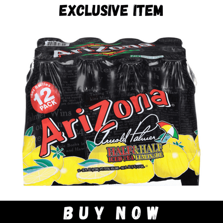 AriZona Half & Half Iced Tea Lemonade, 16 fl oz Bottles, 12 Pack | Real Brewed Tea & Lemonade Blend | Made with Cane Sugar & Natural Flavors
