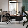 thumbnail image 3 of Flash Furniture Cambridge 60'W Single Pedestal Desk, Walnut/Black (GCMBLK175WLN), 3 of 13