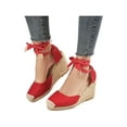thumbnail image 3 of SIMANLAN Womens Wedges Espadrille Sandals Lace-Up Summer Shoes Size, 3 of 8