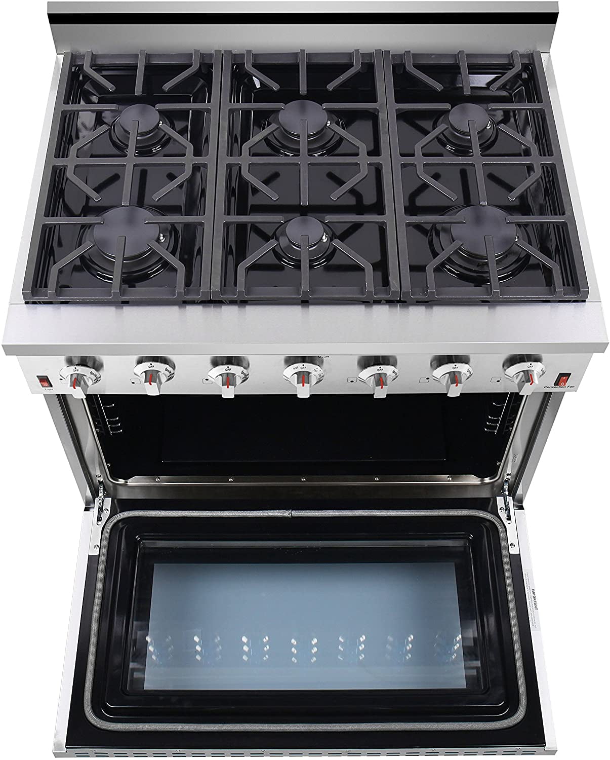 NXR SC3611LP 36" Propane Gas Range & EH3619 Under Cabinet Hood Bundle, Stainless Steel