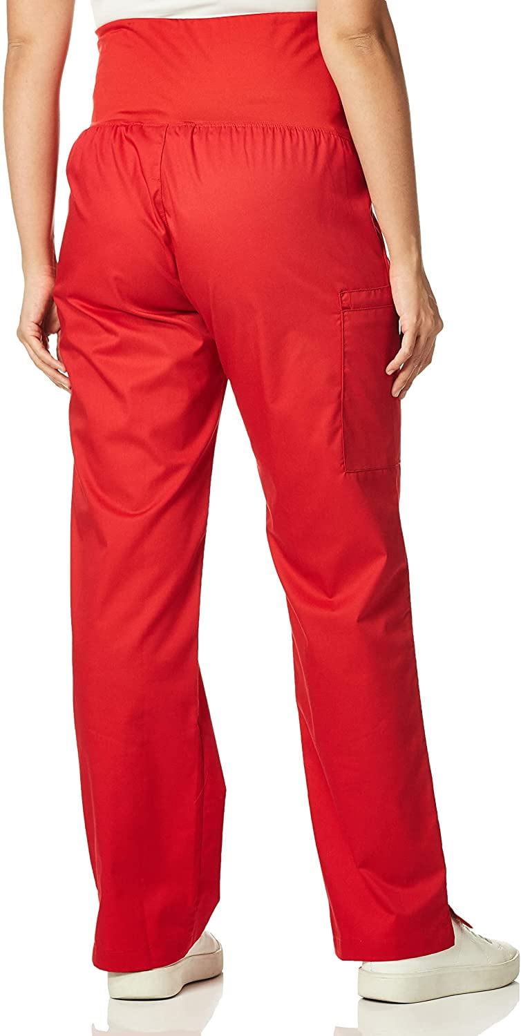 Wink WonderWORK Maternity Cargo Scrub Pant, Red, 3X Womens