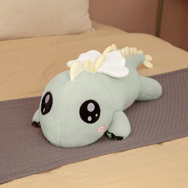 New Huggable Huge Long Cute Dinosaur Plush Toy Soft Cartoon Animal Angel Dragon Stuffed Doll Boyfriend Pillow Kids Birthday Giftgreen90cm Deng Xun unisex