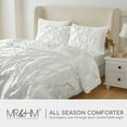thumbnail image 7 of MR&HM Satin Comforter Queen Set 3pcs, Pintuck Beddding Sets with Comforter and 2 Pillow Shams, Soft Fluffy Silky Comforter for All Season (Queen, Ivory), 7 of 7
