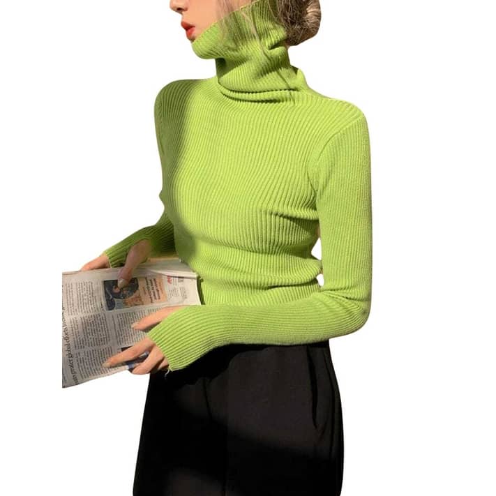 Wassery Womens Turtleneck Sweaters Casual Essential Solid Color