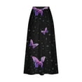 thumbnail image 5 of WXLWZYWL Women Flowy Maxi Skirt Floral Print Fall Casual Boho High Elatic Waist Loose Long Skirt with Pockets, 5 of 5