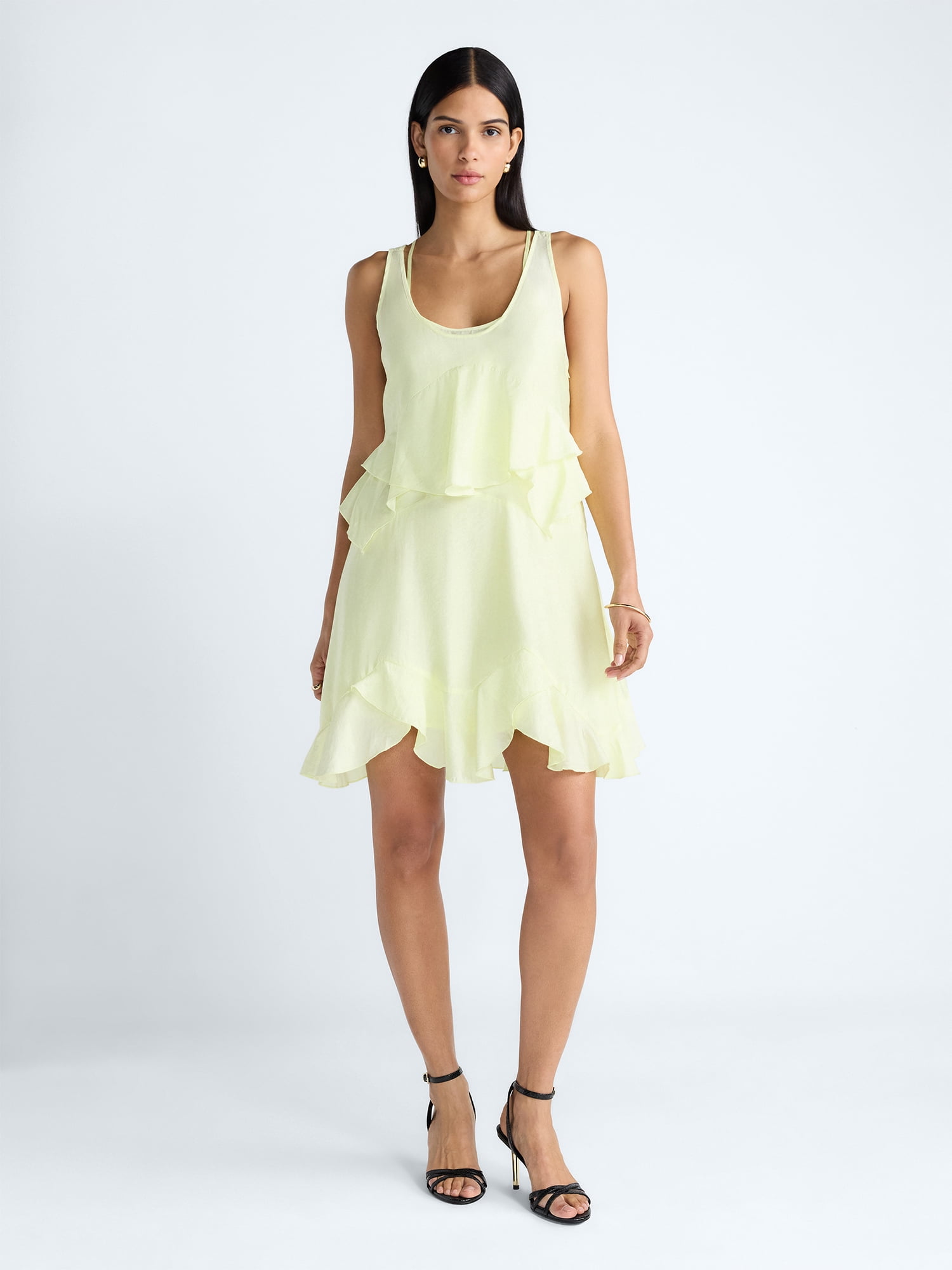 Devil Wears Prada Scoop Collection Women’s and Women's Plus Mini Ruffle Tank Dress, Sizes XS-4X