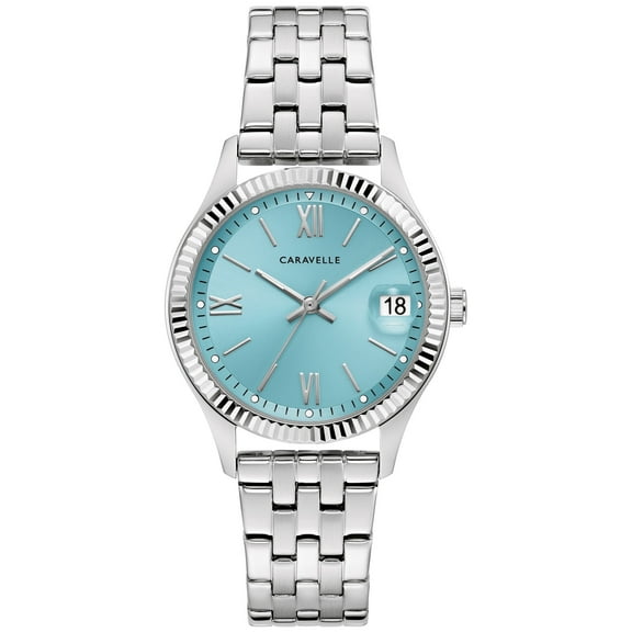 Caravelle by Bulova Women's Stainless Steel Dress Watch with Light Blue Dial - 43M124