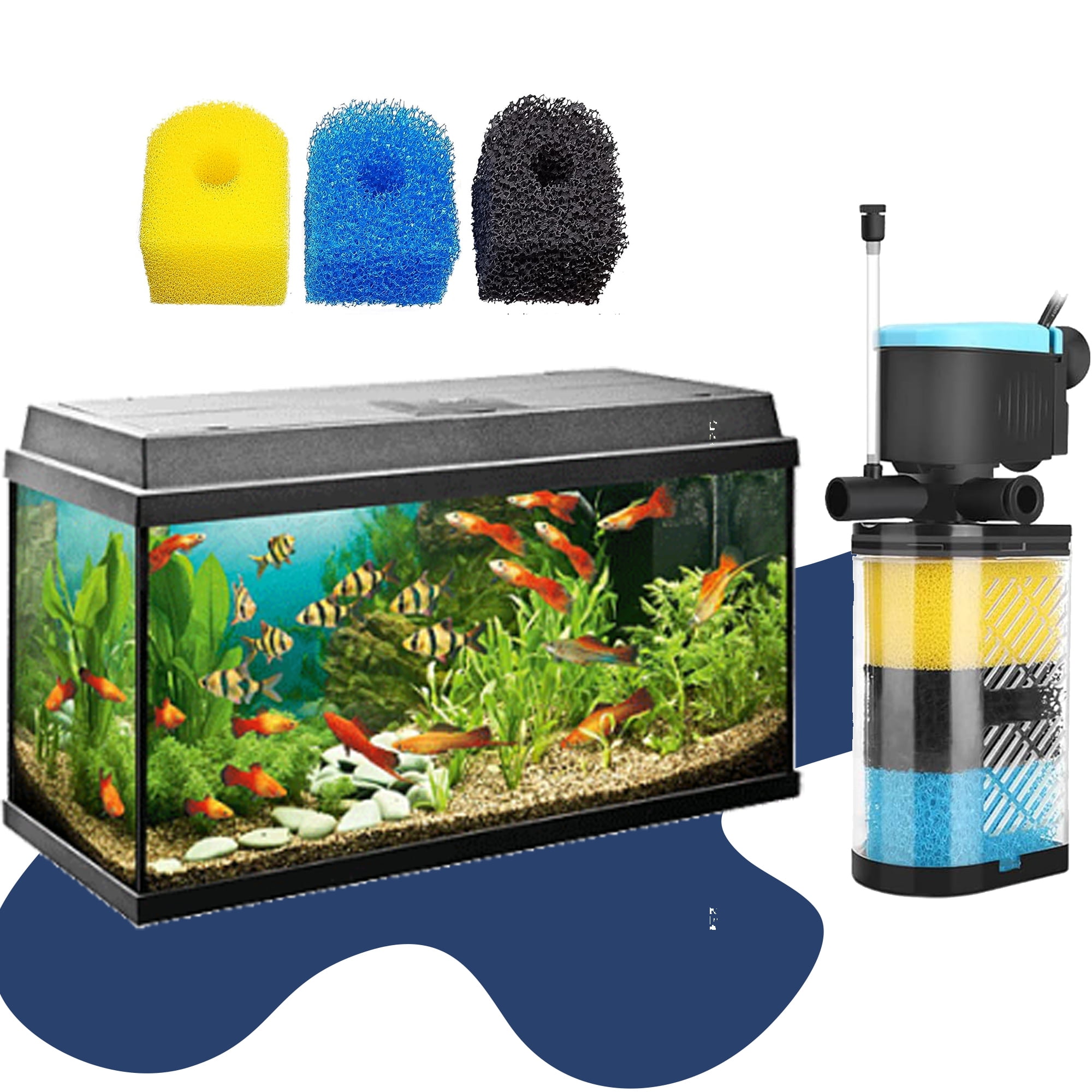 Qzbhct Filter Filtering Sponges for Aquarium Filters - Pack of 15 (5 Coarse Sponge, 5 Black Sponge, 5 Fine Sponge)(3-Stage)