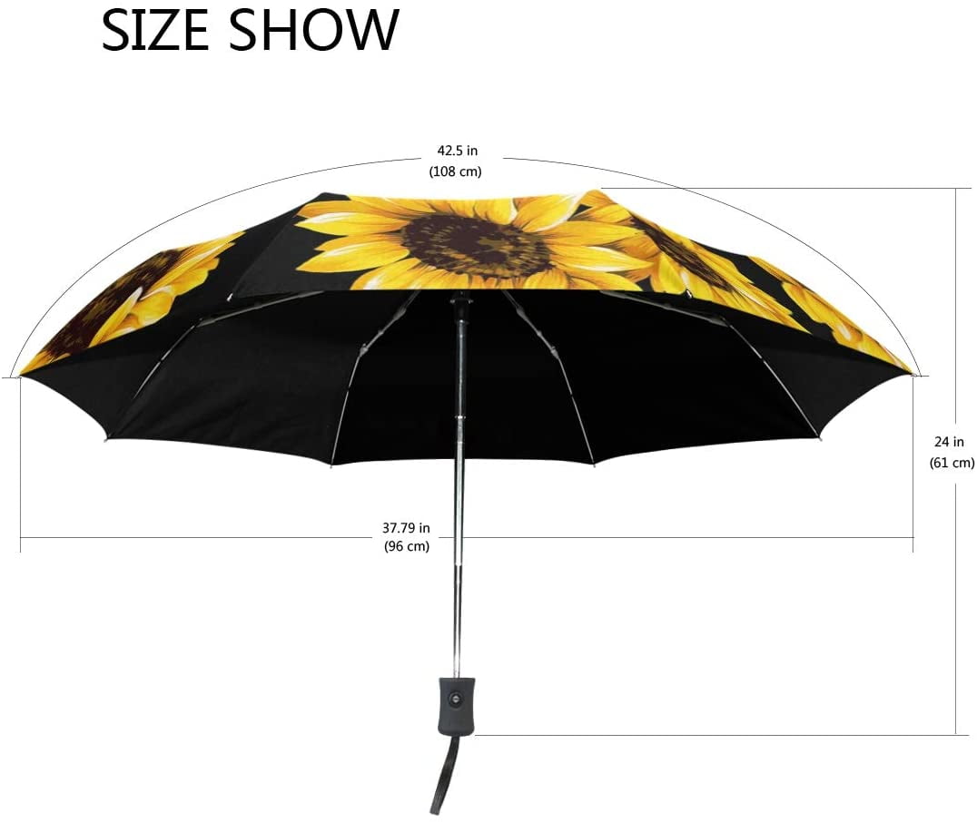 Art Sunflower Umbrella Automatic Auto Open Close Travel Sun Blocking Windproof Umbrellas for Women Men