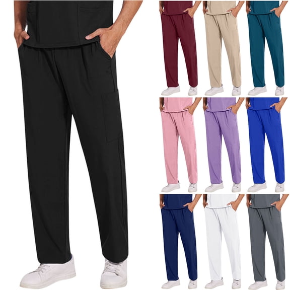 Purcolt Mens Cargo Scrub Pants Classic Straight Leg Fit Multi Pockets 4 Way Stretch Anti Wrinkle Moisture Wicking