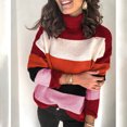 thumbnail image 2 of Suéteres Para Mujer Otoño Invierno Suéter A Rayas Suéter de Cuello Alto Casual Patchwork Manga Larga Abrigo de Punto Grueso Odeerbi ODB178321, 2 of 6
