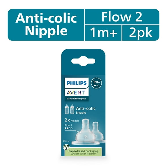 Philips Avent Anti-colic Nipples - Flow 2, 2-Pack, SCY762/02