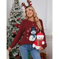 thumbnail image 2 of Cogild Snowman Christmas Sweaters for Womens Cozy Holiday Knitted Pullover for Winter, 2 of 7