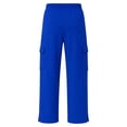 thumbnail image 6 of Gtoiithly Mens Solid Cargo Jogger Pants, Elastic Drawstring Waist Loose Wide Leg Sweatpants, Multi Pocket Casual Street Fashion Long Trousers Blue XL, 6 of 8