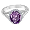 thumbnail image 2 of Mauli Jewels Rings for Women 1.45 Carat Diamond And Oval Shape Amethyst Ring 4 Prong 10KWG, 2 of 6